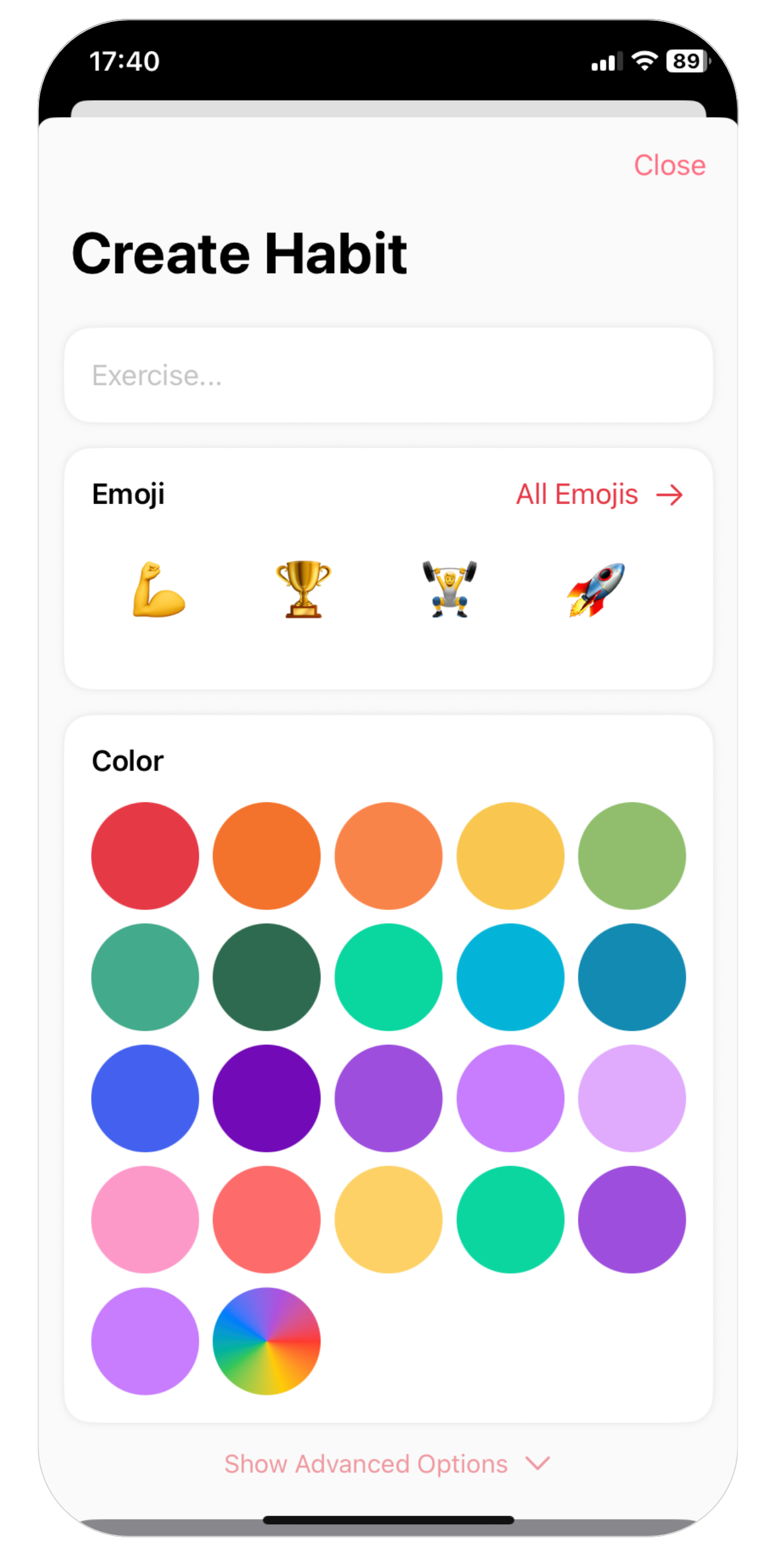Habbit screen